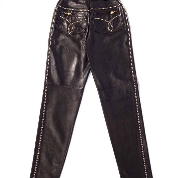 Gianni Versace Vintage Leather High Waisted Pants - Picture 2 of 7